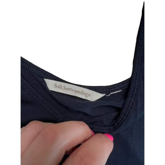 Soft Surroundings Women's Large Navy Cold Shoulder Beaded Cuff V-Neck Top & Tank - Picture 7 of 9